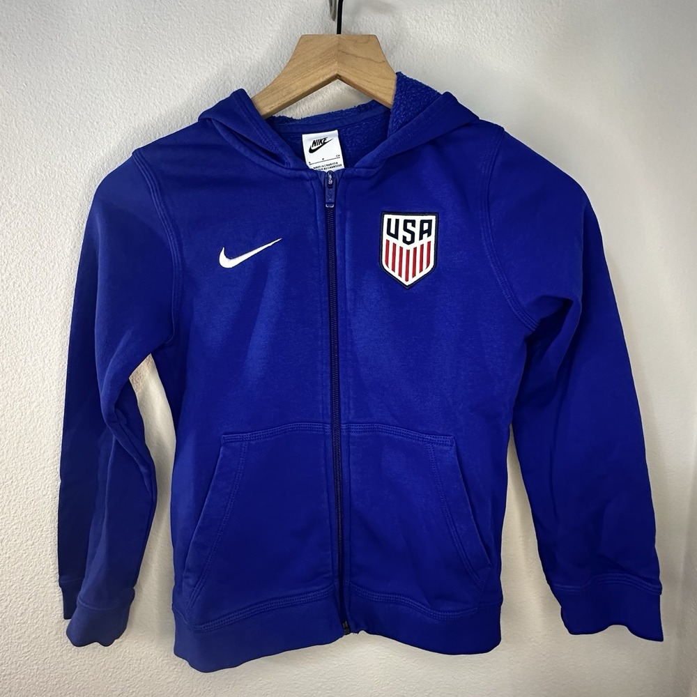 Nike Unisex Kids USA National Team Fleece Full Zip Hoodie Blue Size‎ Small